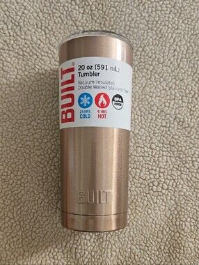 BUILT 20 oz Rose Gold Insulated Tumbler - Double-Walled Vacuum Seal